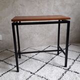 Side table or console teak and vintage metal