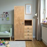 Armoire parisienne asymétrique bois brut 1950