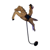 Rider and his horse in enamelled sheet metal rocking