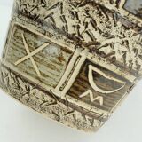 1950s plant pot abstract sgraffito decor shades of brown and beigt