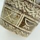 1950s plant pot abstract sgraffito decor shades of brown and beigt
