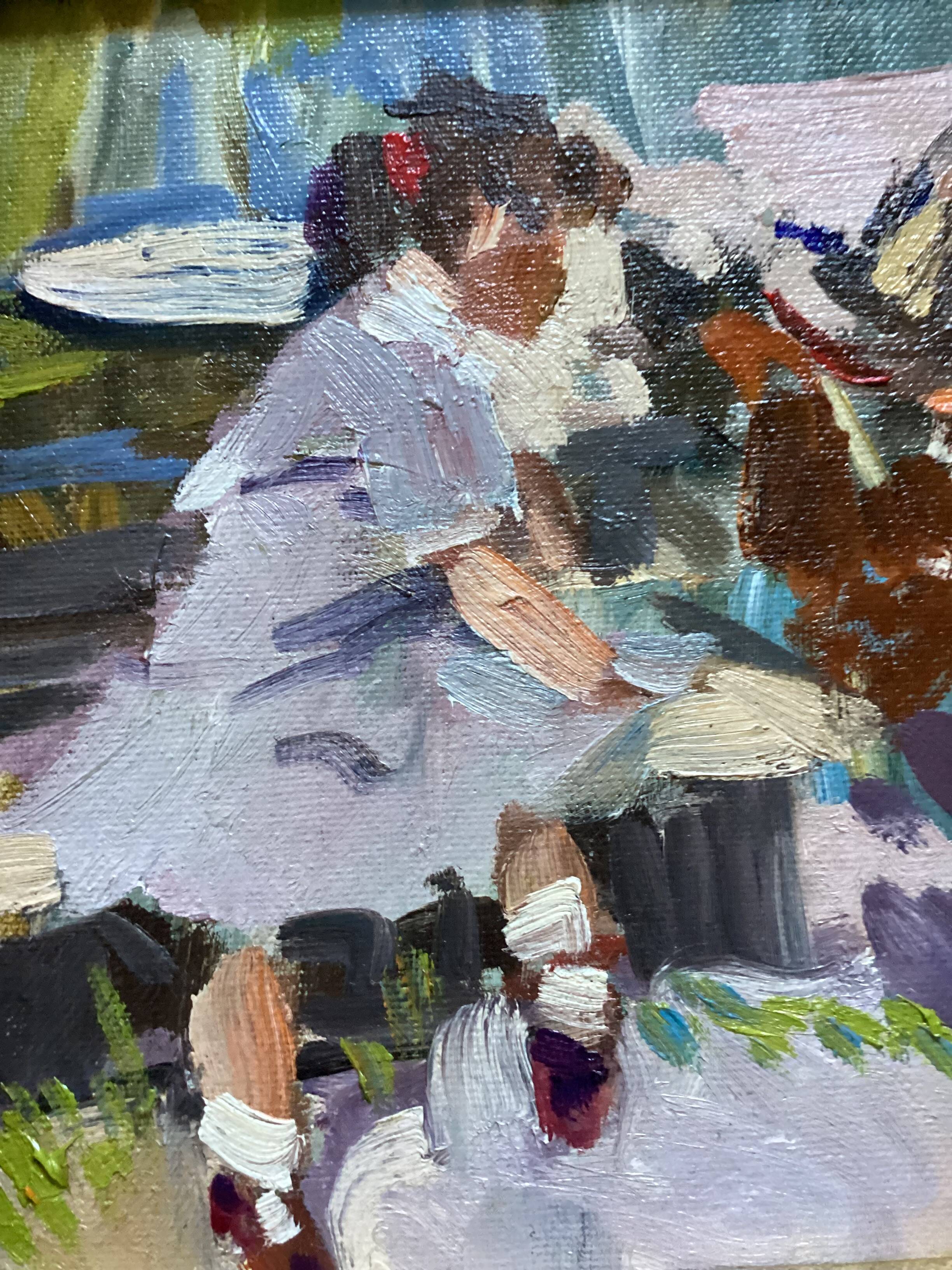Oil painting on canvas mounted on cardboard, dimensions: 28x33 cm-
