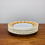 6 Sunflower dinner plates by Digoin Sarreguemines, vintage