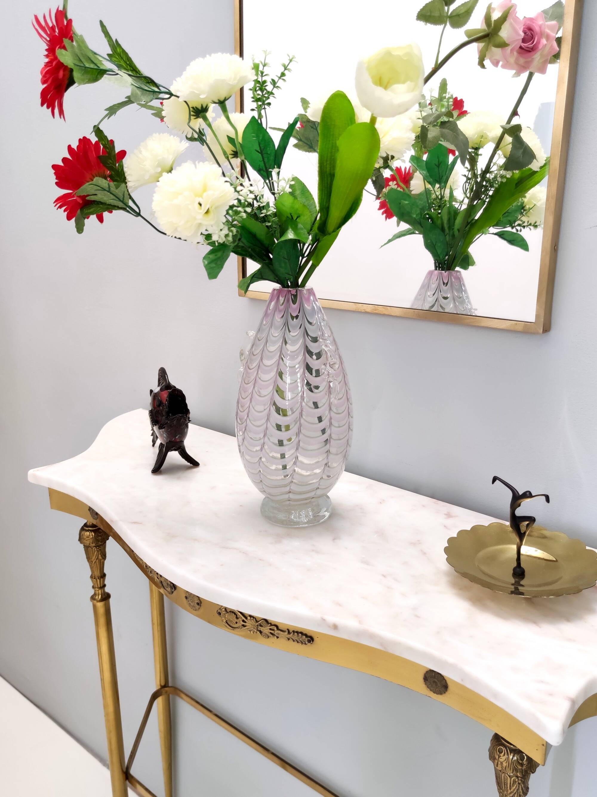 Lilac and Transparent Murano Glass Vase by Alberto Donà, Italy