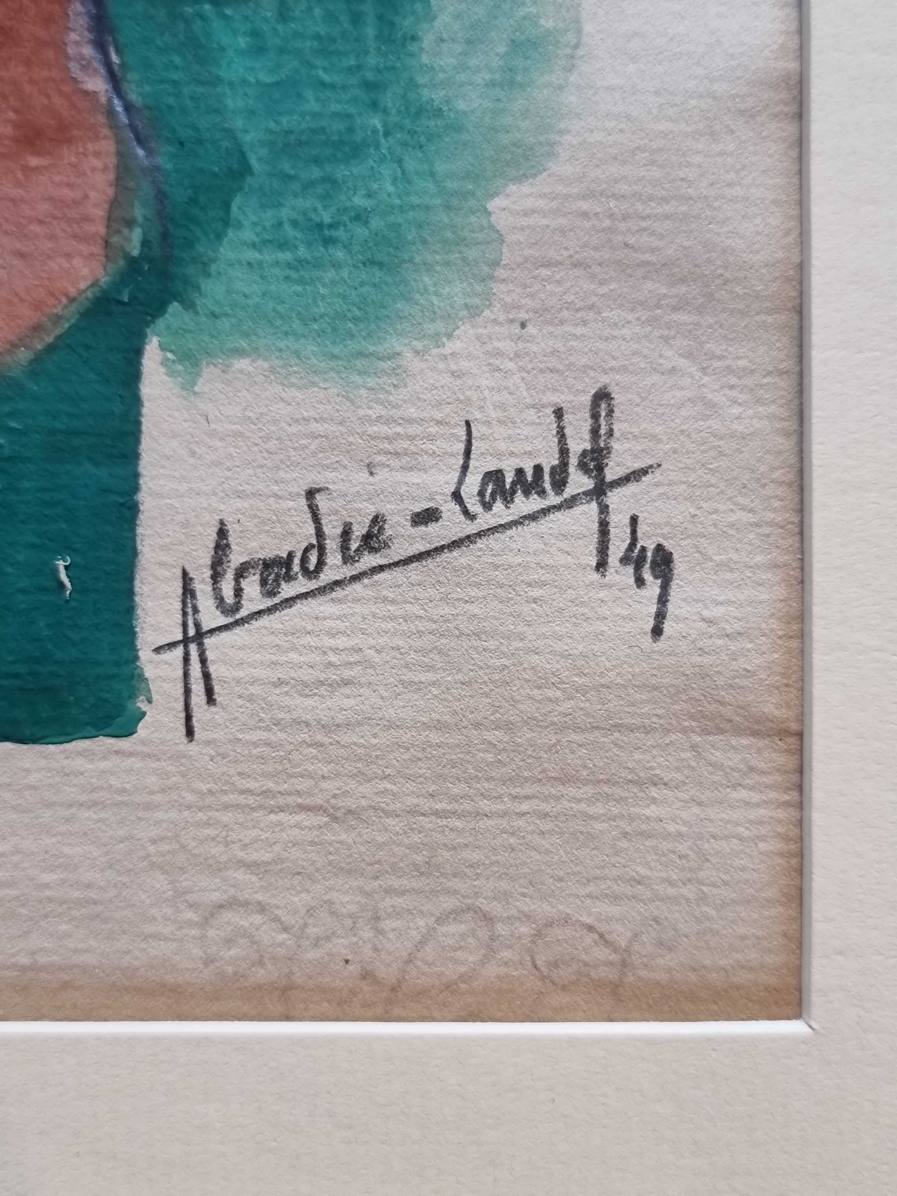 Portrait of a woman in lipstick, signed watercolor