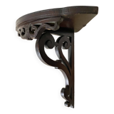 openwork dark wood wall corner shelf