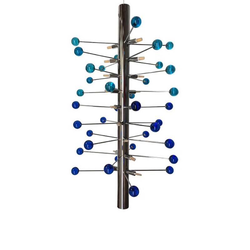 Contemporary Light-Blue and Blue “Cactus” Murano Glass Sputnik Chandelier