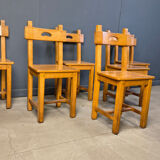 Set of 6 Spanish rustic dining chairs, 1960s
