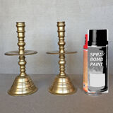 Pair of bronze church candle holders