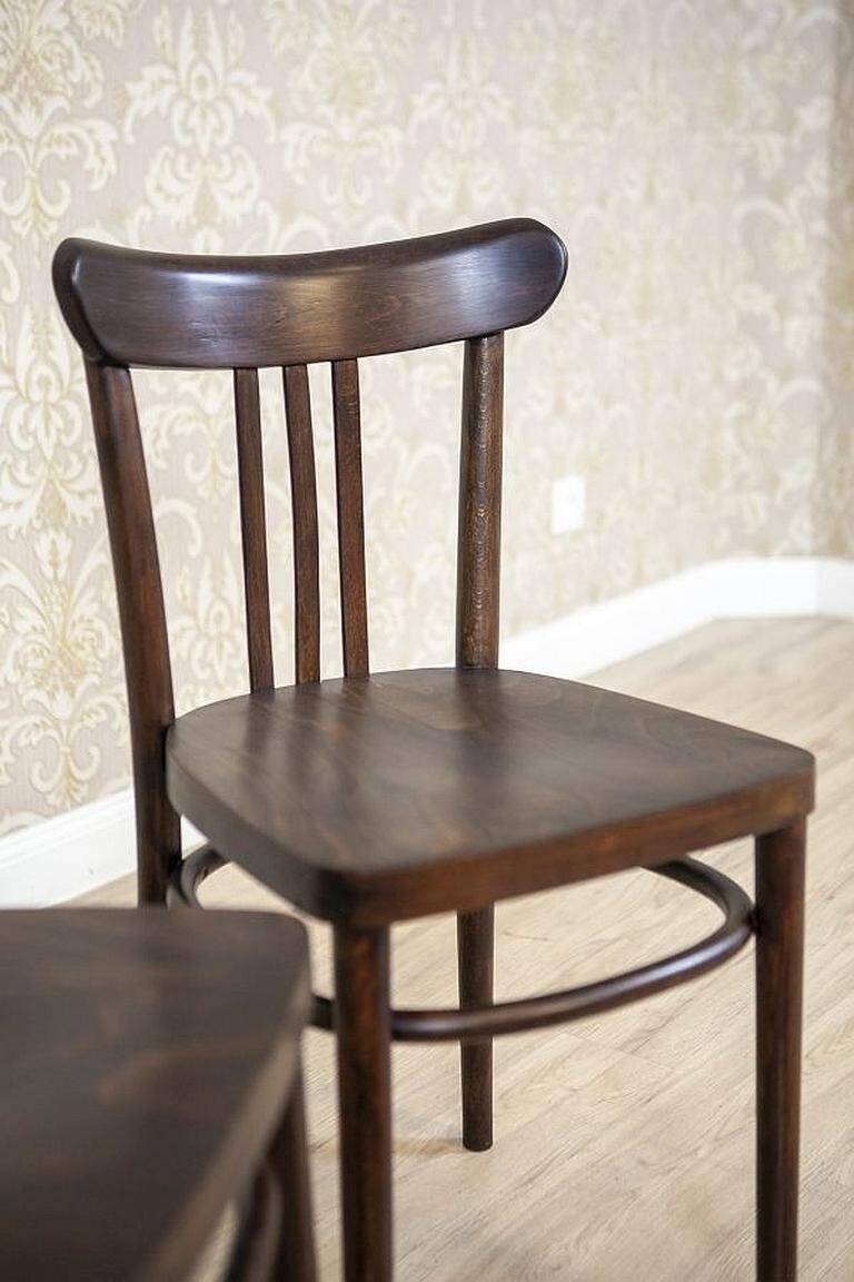 Set of Vintage Brown Beech Chairs, 1950s