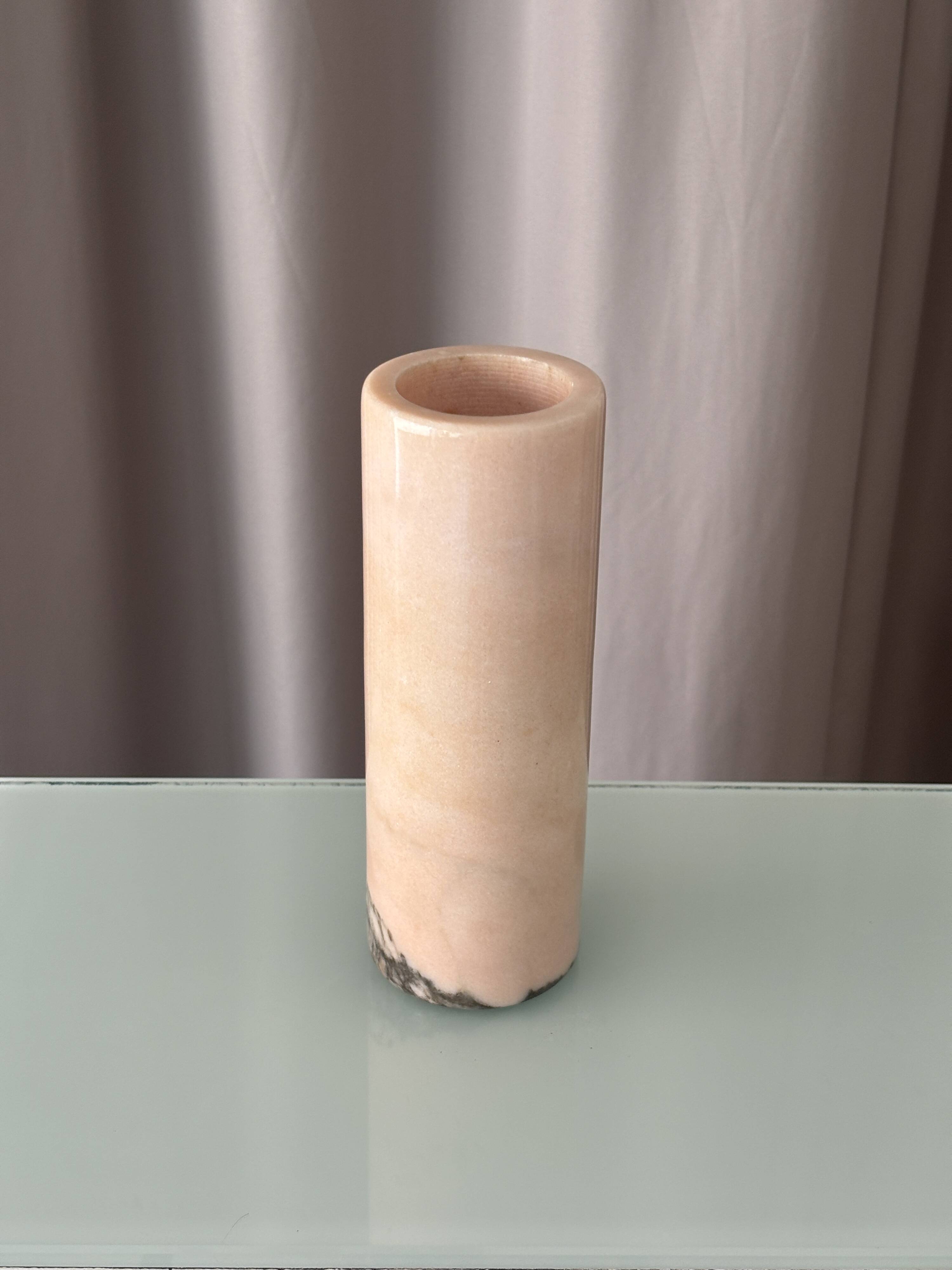 Vintage Pink Marble Cylinder Vase