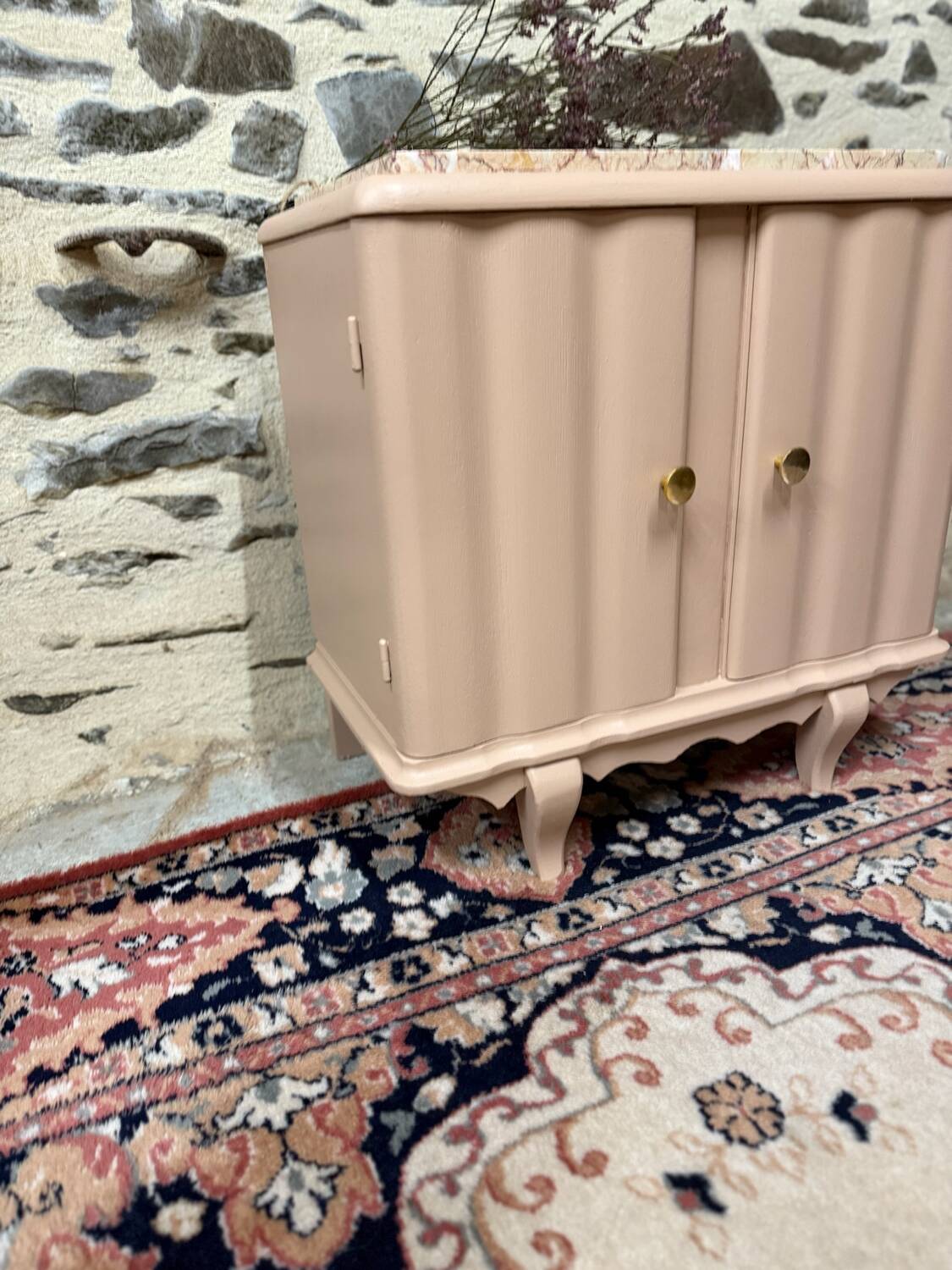 Beautiful pastel pink art deco bedside table