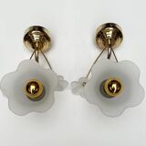 Set of 2 brass Art Deco wall lamps flower, 1960’s