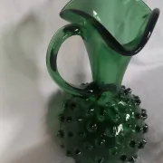 Vintage glass art vase Pichet Empoli Green with spikes – Italy, c
