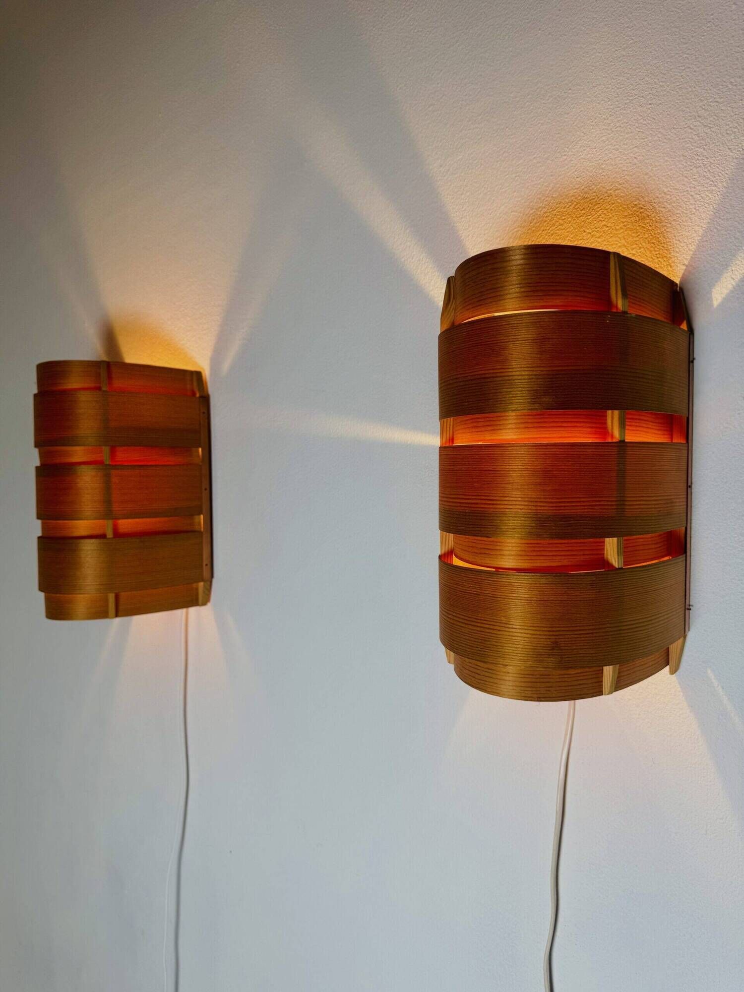 Model V155 Curved Pine Veneer Wall Lamps By Hans-Agne Jakobsson For Markaryd, Sweden 1960S