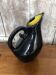 Old Black Enameled Porcelain Pitcher Blue Reflections Yellow Interior 50's #A759