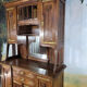 Glass-fronted oak sideboard from the Art Nouveau period.