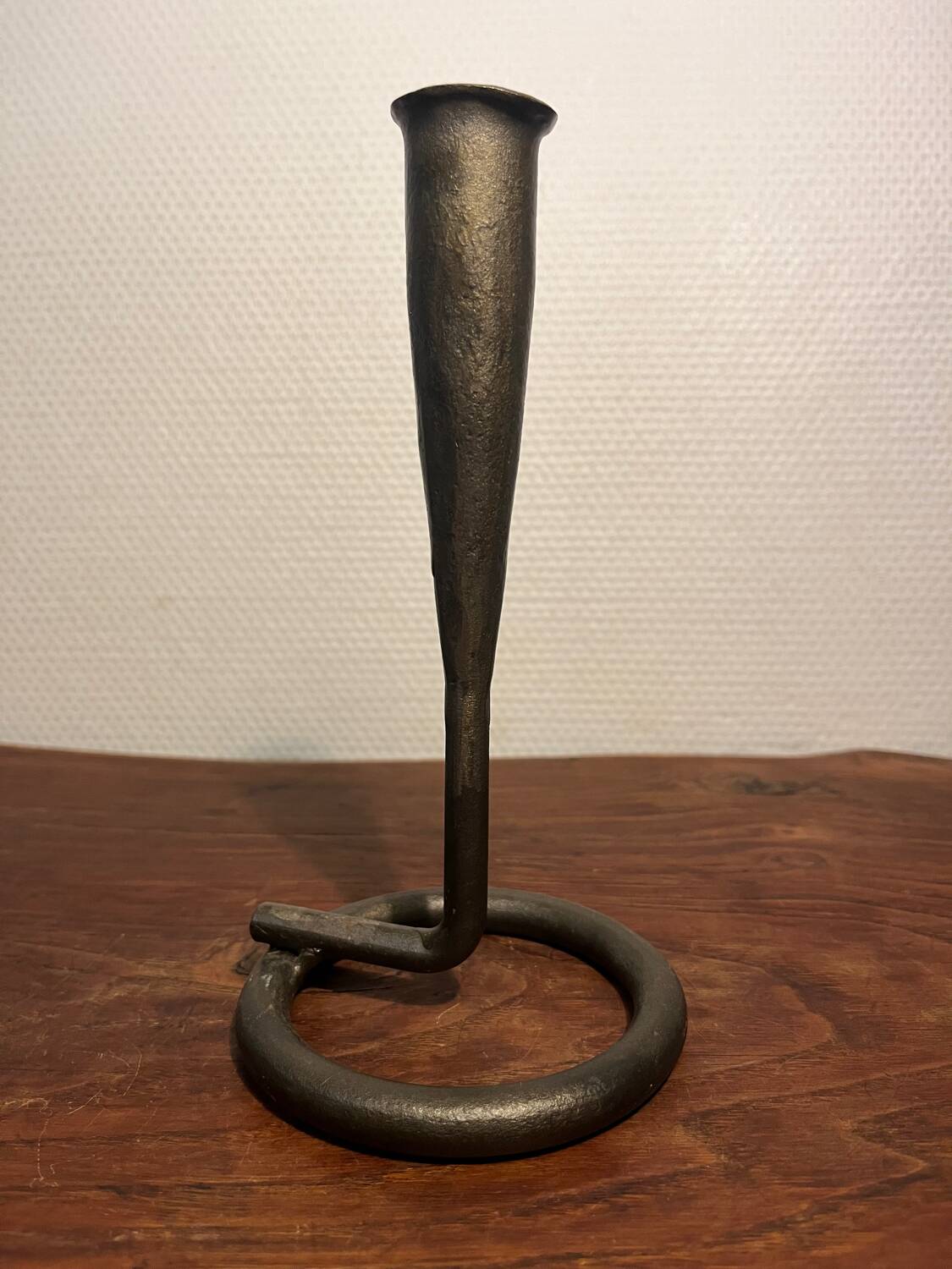 Handmade brutalist cast iron candle holder