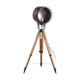 Old industrial spot on wooden tripod floor lamp