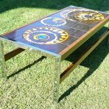 Vintage Ceramic Low Table 1960-70 Abstract Decorations