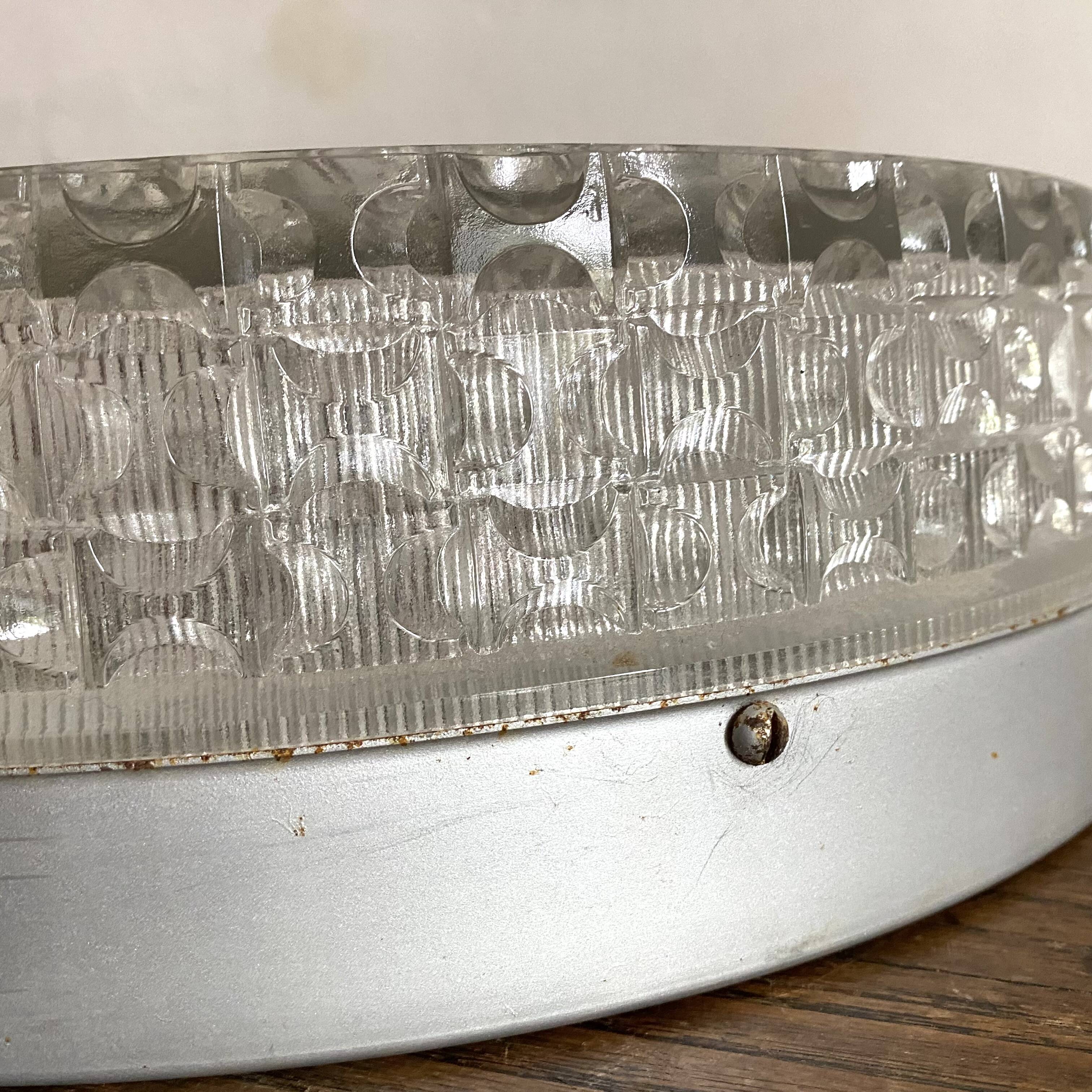 Round ceiling light in holophane glass, 1960s