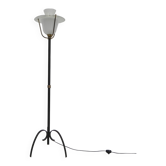 Standing vintage lamp with glass shade and perforated steel shade