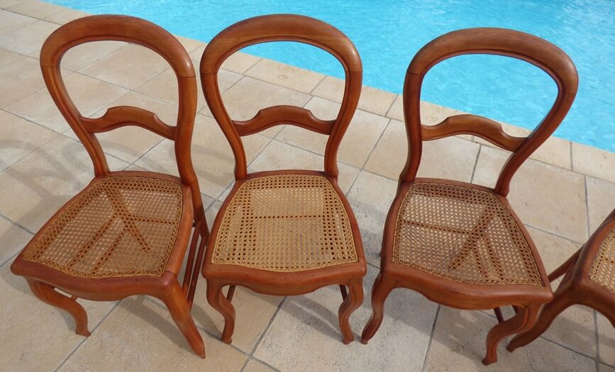6 louis Philippe style chairs in solid wood merisier