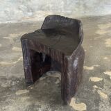 Stool, tabouret or low Japanese-style armchair in brutalist monoxyle radica.