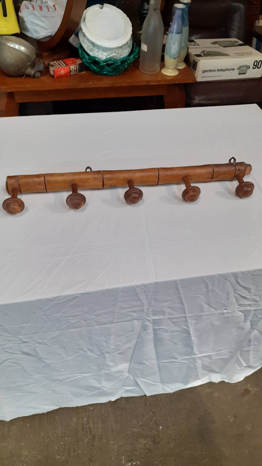 Wooden wall coat rack