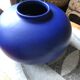Overseas blue ceramic ball vase around 1960