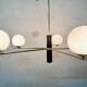Lampadario con sfere opaline bianche, anni '60