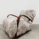 Jindrich Halabala vintage Tibetan sheepskin armchair H-269