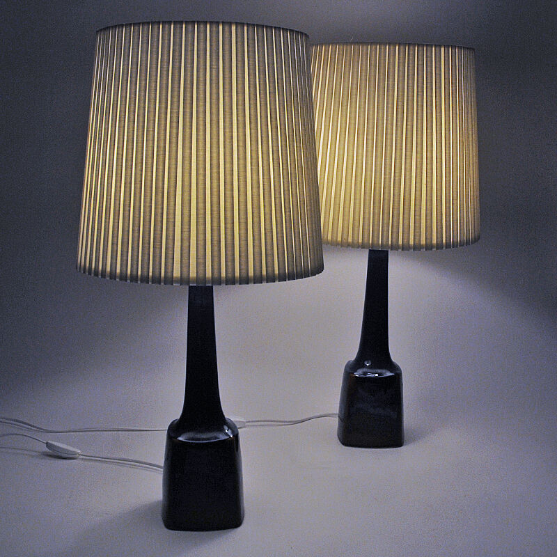 Danish ceramic tablelamp pair Burgundia by Søholm Keramik, Bornholm 1970s