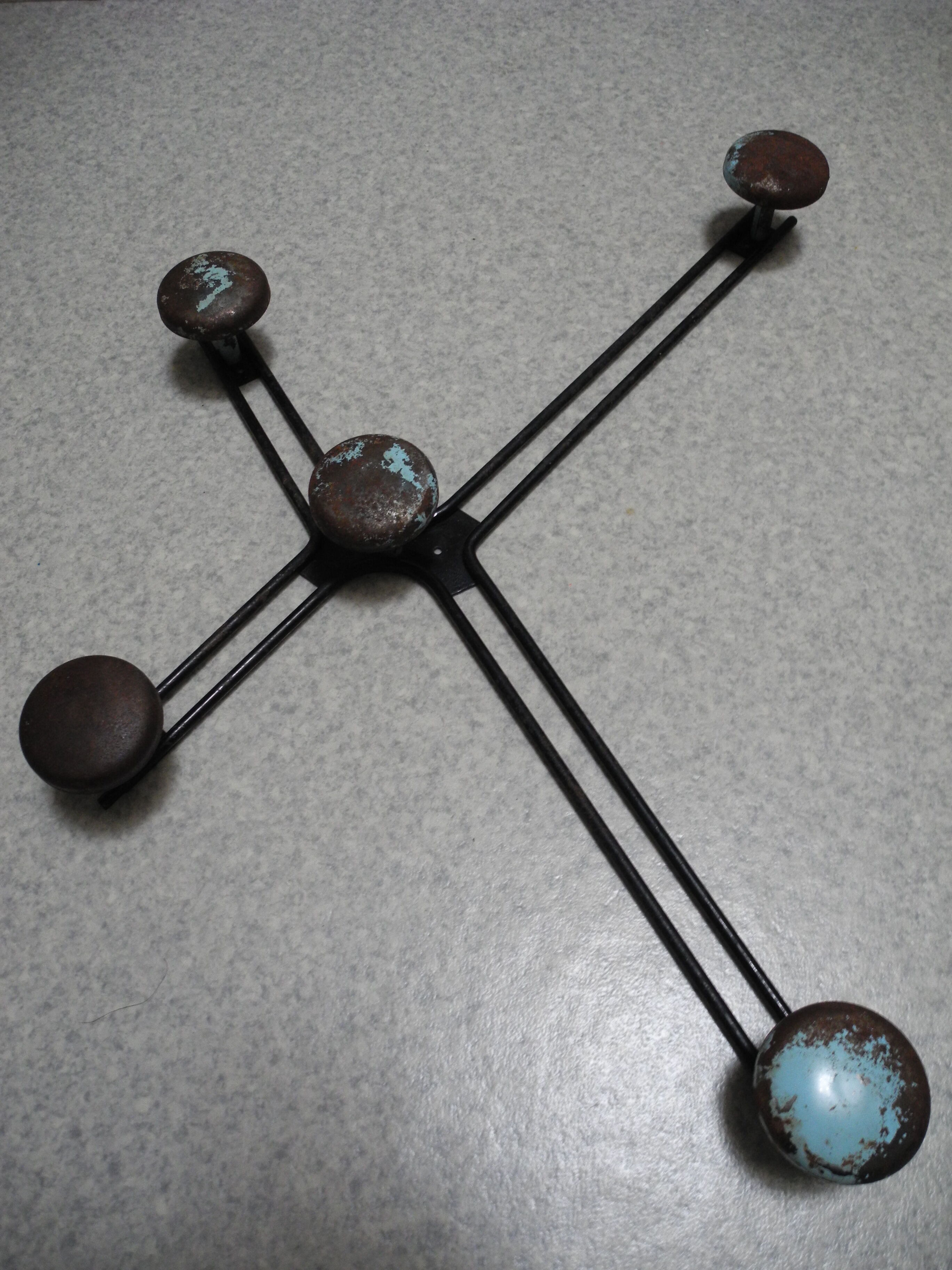 Old metal wall coat rack, vintage 60s decor