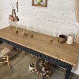 farmhouse table with black base