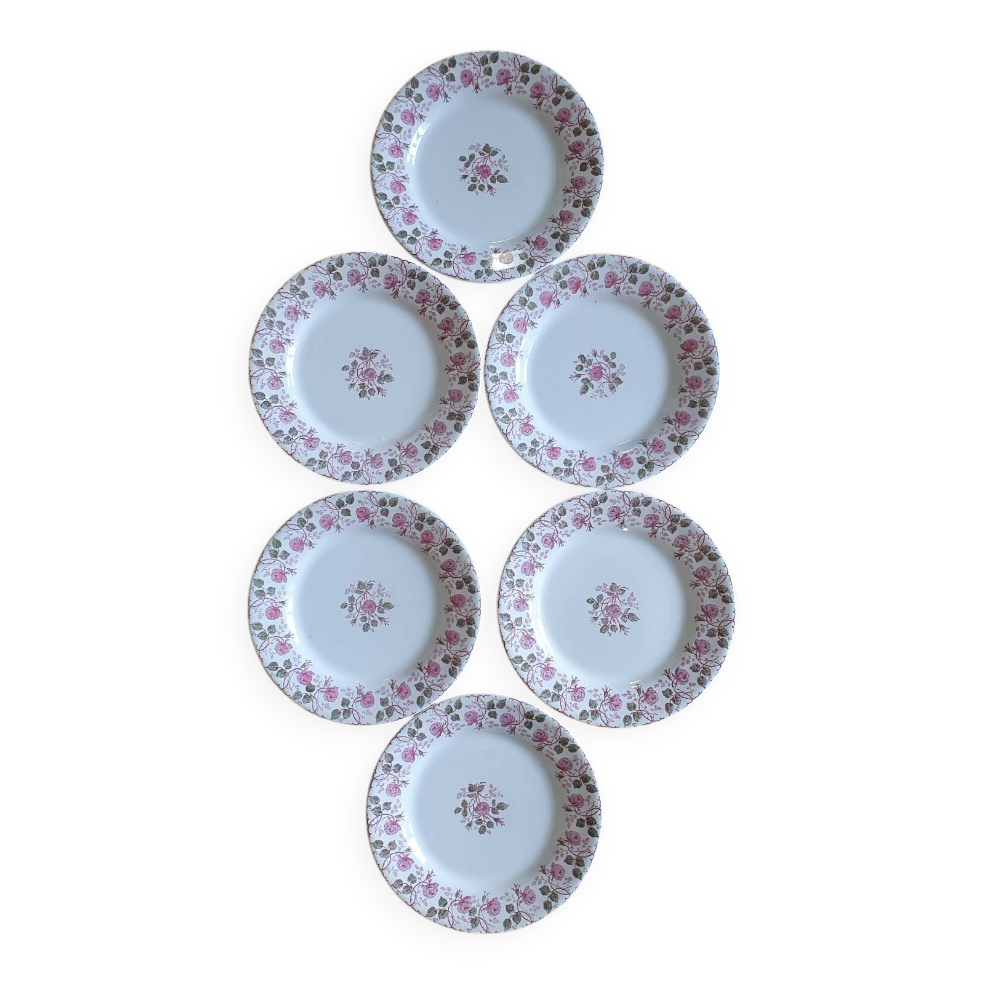 6 Terre de Fer Gien plates