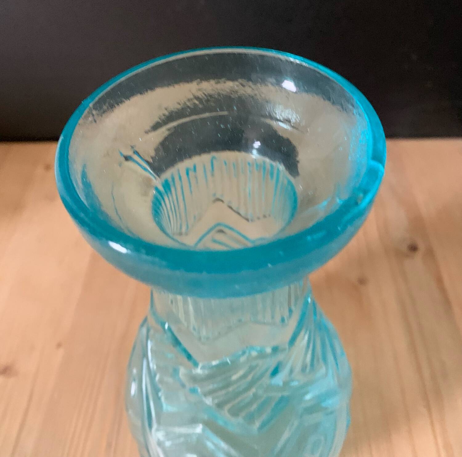 Blue glass bulb vase