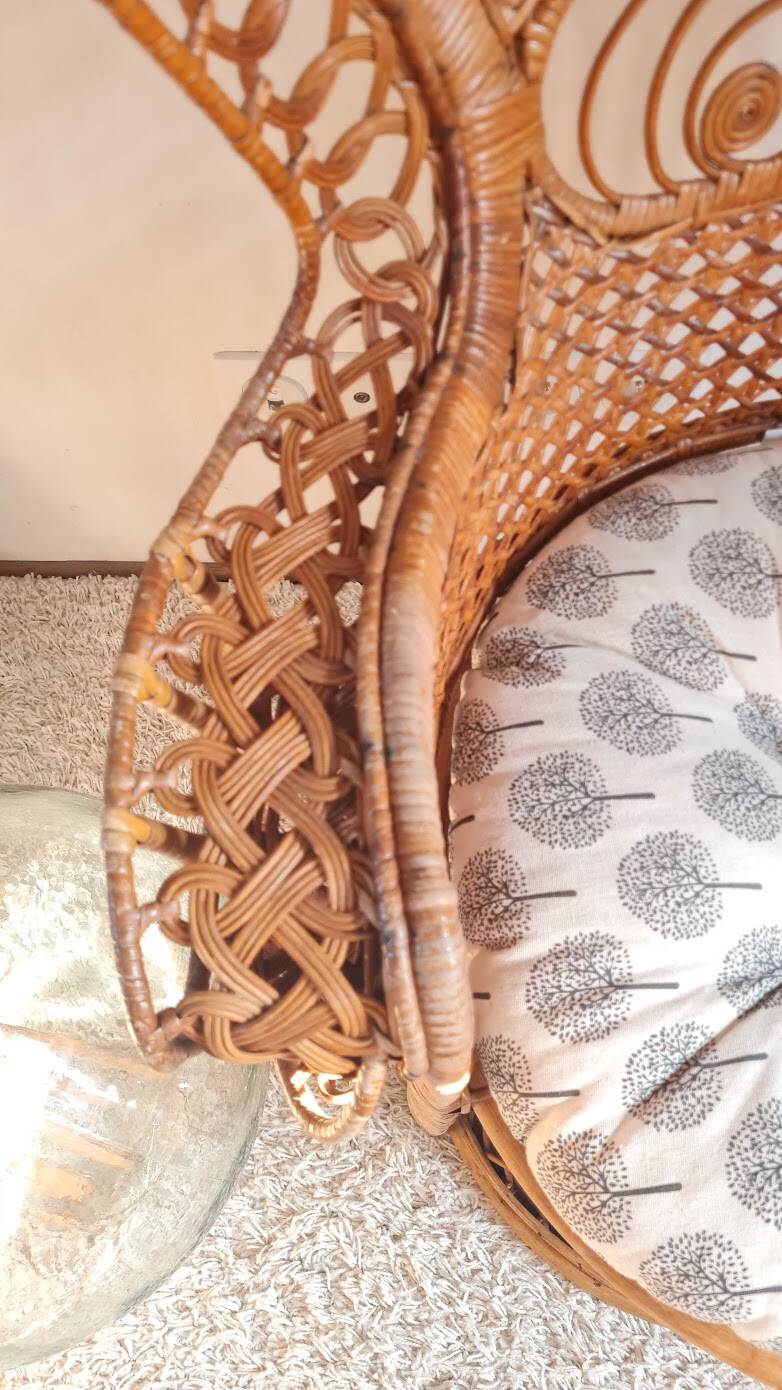 Emmanuelle chair Peacock vintage rattan