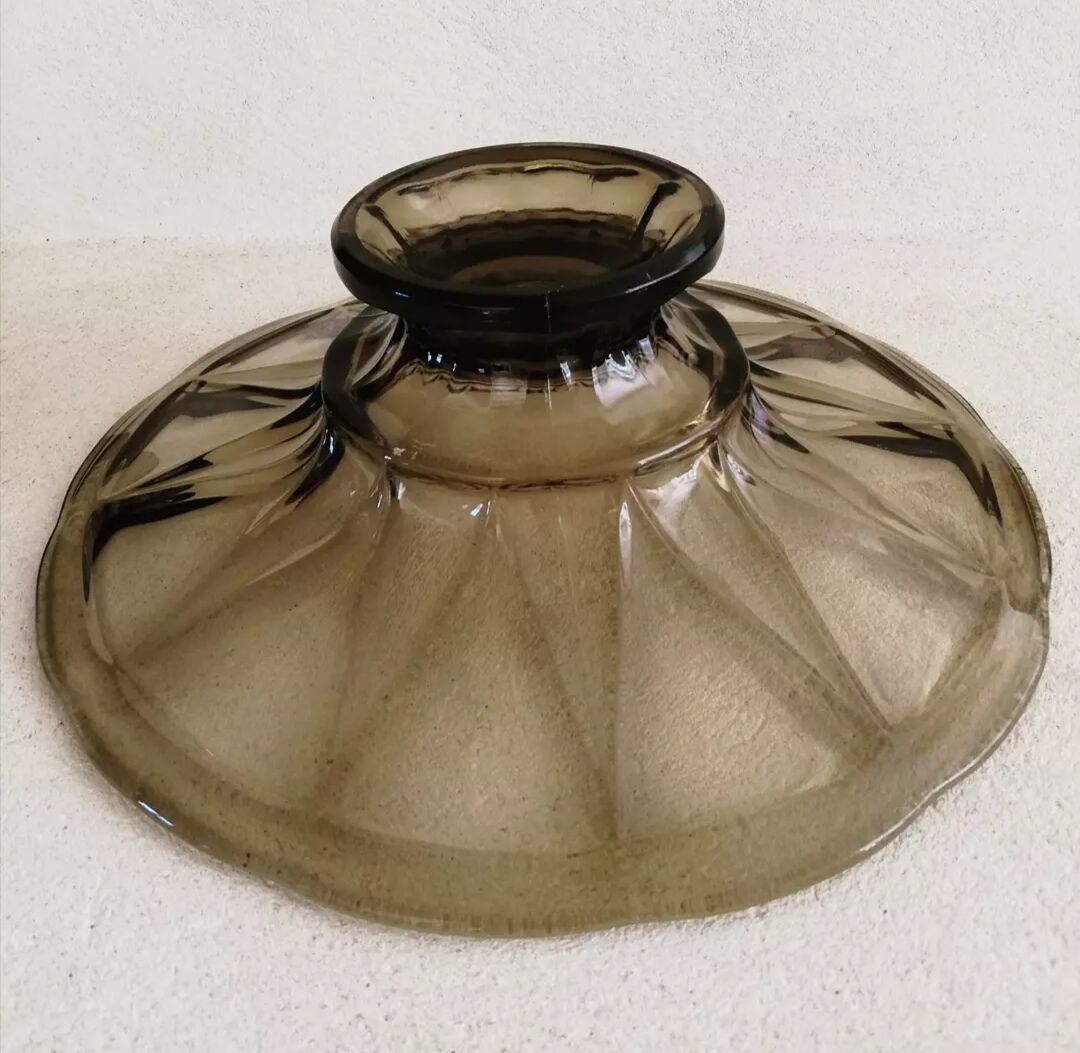 Fruit cup on pedestal in molded smoked glass