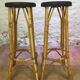 Rattan bar and its 2 stools 60s