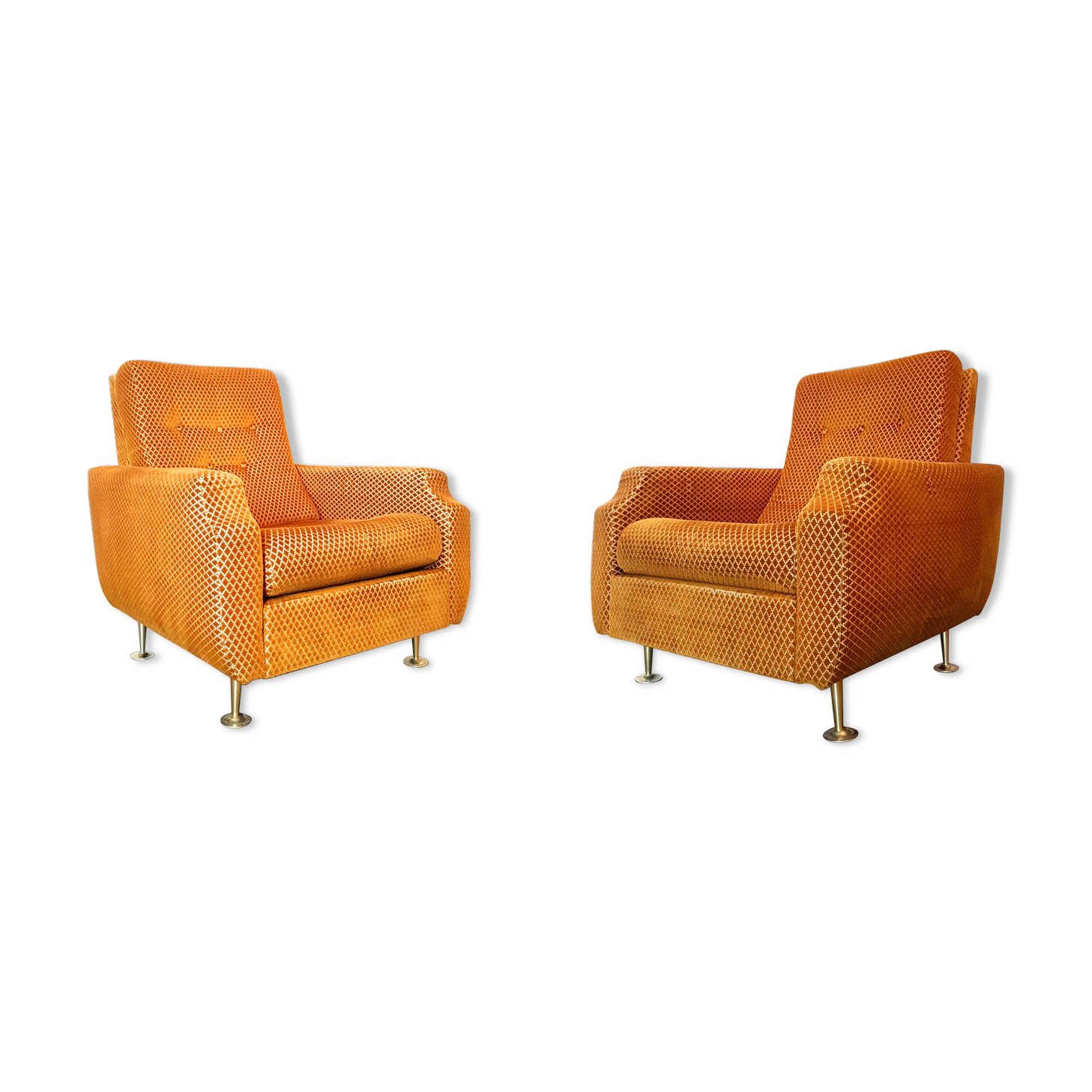 Pair of vintage mustard velvet chairs