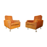Pair of vintage mustard velvet chairs