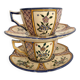 Antique Quimper Henriot earthenware cups and saucers