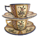 Antique Quimper Henriot earthenware cups and saucers