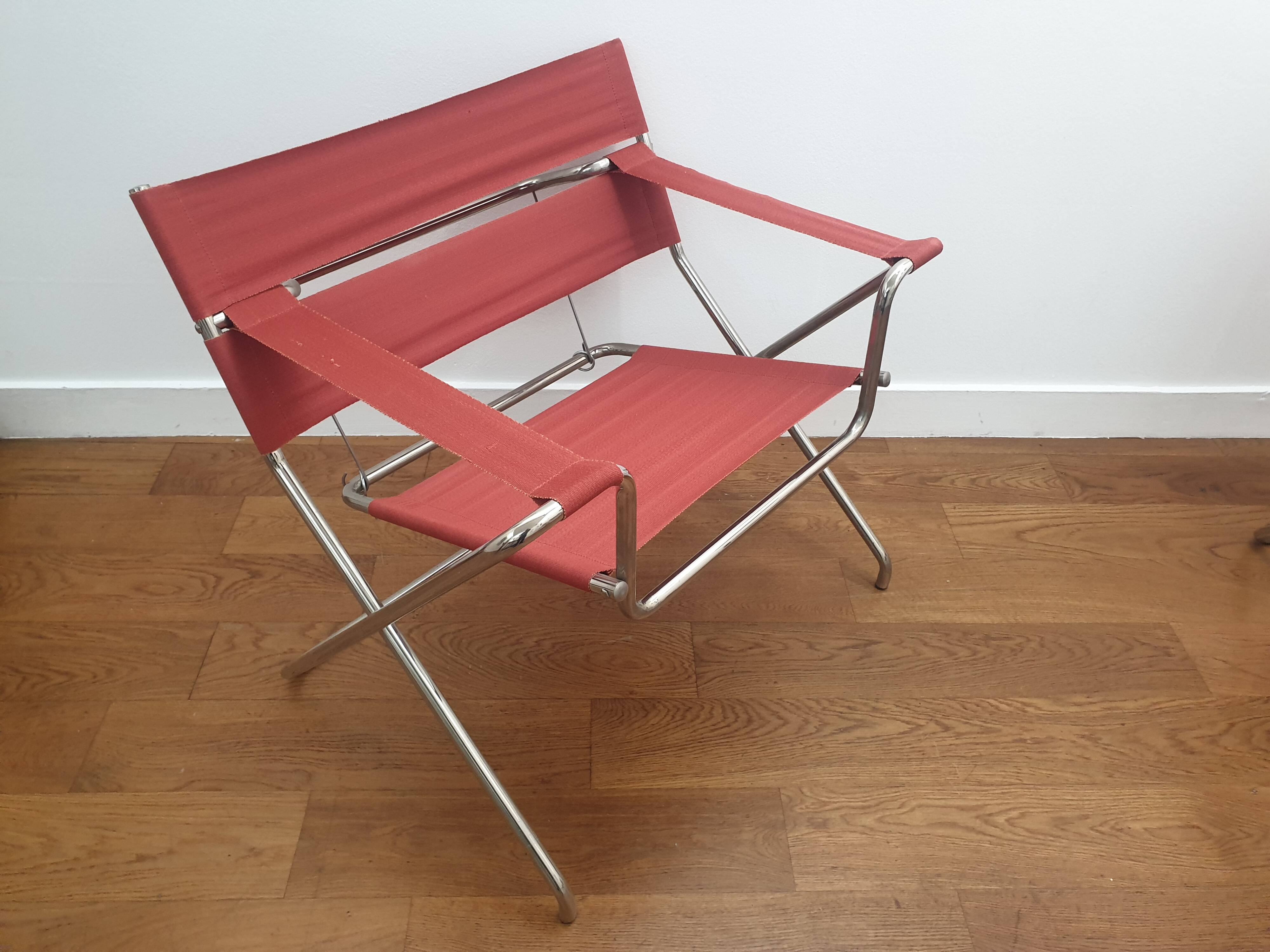 Pair of D4 folding armchairs by Marcel Breuer,  Tecta edition