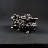 Antique black cast iron planter from the late 19th century Rocaille style