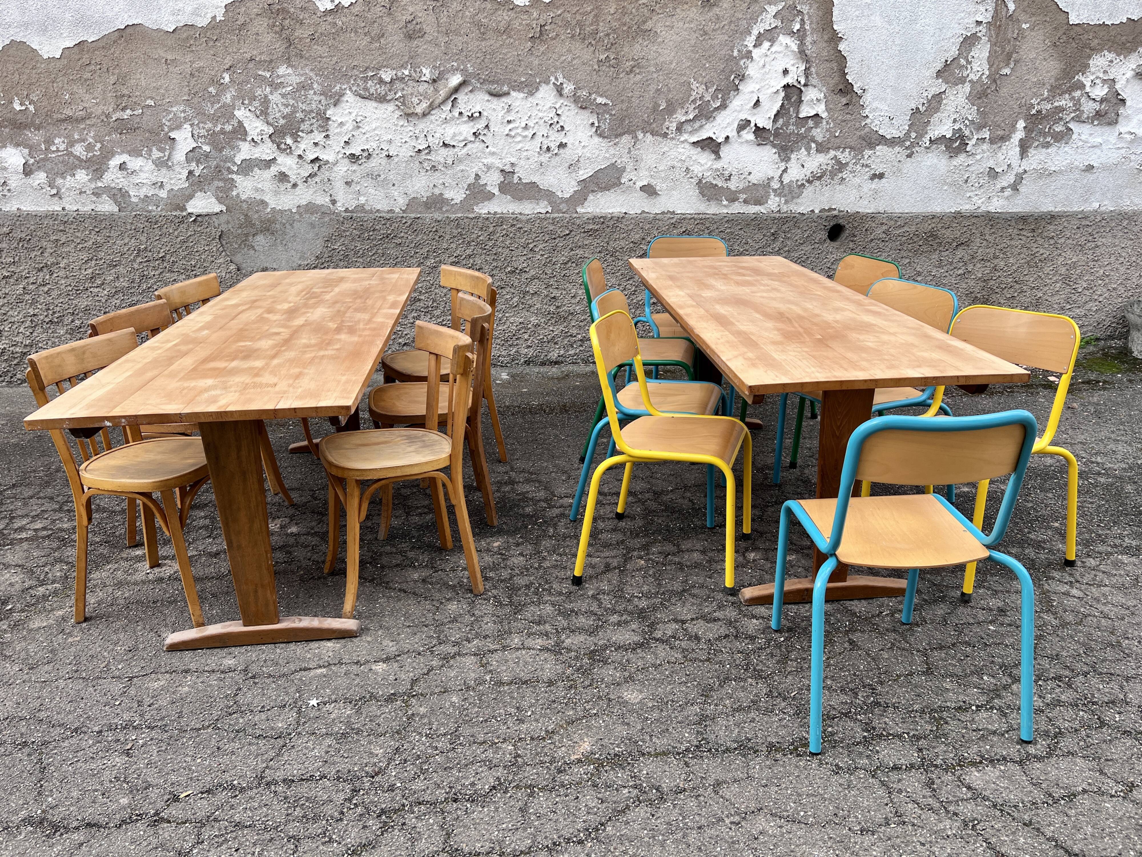 Trio de table bistrot vintage pliante 1950