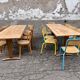 Trio de table bistrot vintage pliante 1950