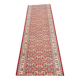 Long Persian rug in burgundy red wool with flowers, handmade 205x70