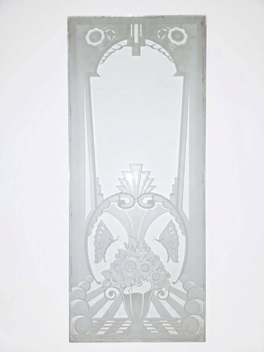 Art Deco engraved glass door panel